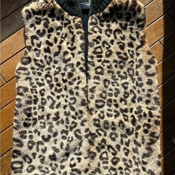 Carolina colors faux fur cheeta print vest - Picture 1 of 4